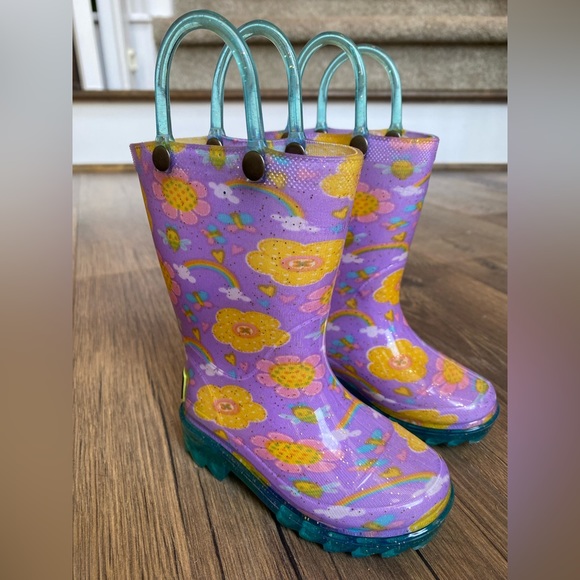 Western Chief Light Up Purple Rubber Rain Boots - Picture 3 of 8